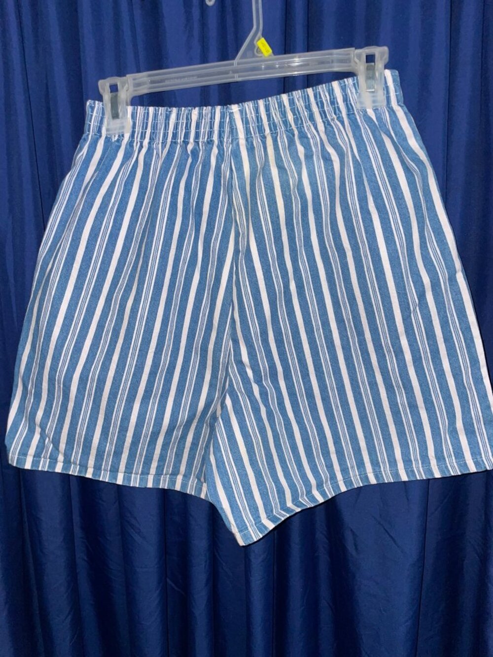 Vintage 80s 90s Chic Striped Denim Shorts High Waisted Elastic Waist XS 26 RN 20